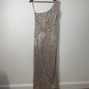 Ever‎ Pretty Silver Sequin Dress One Shoulder